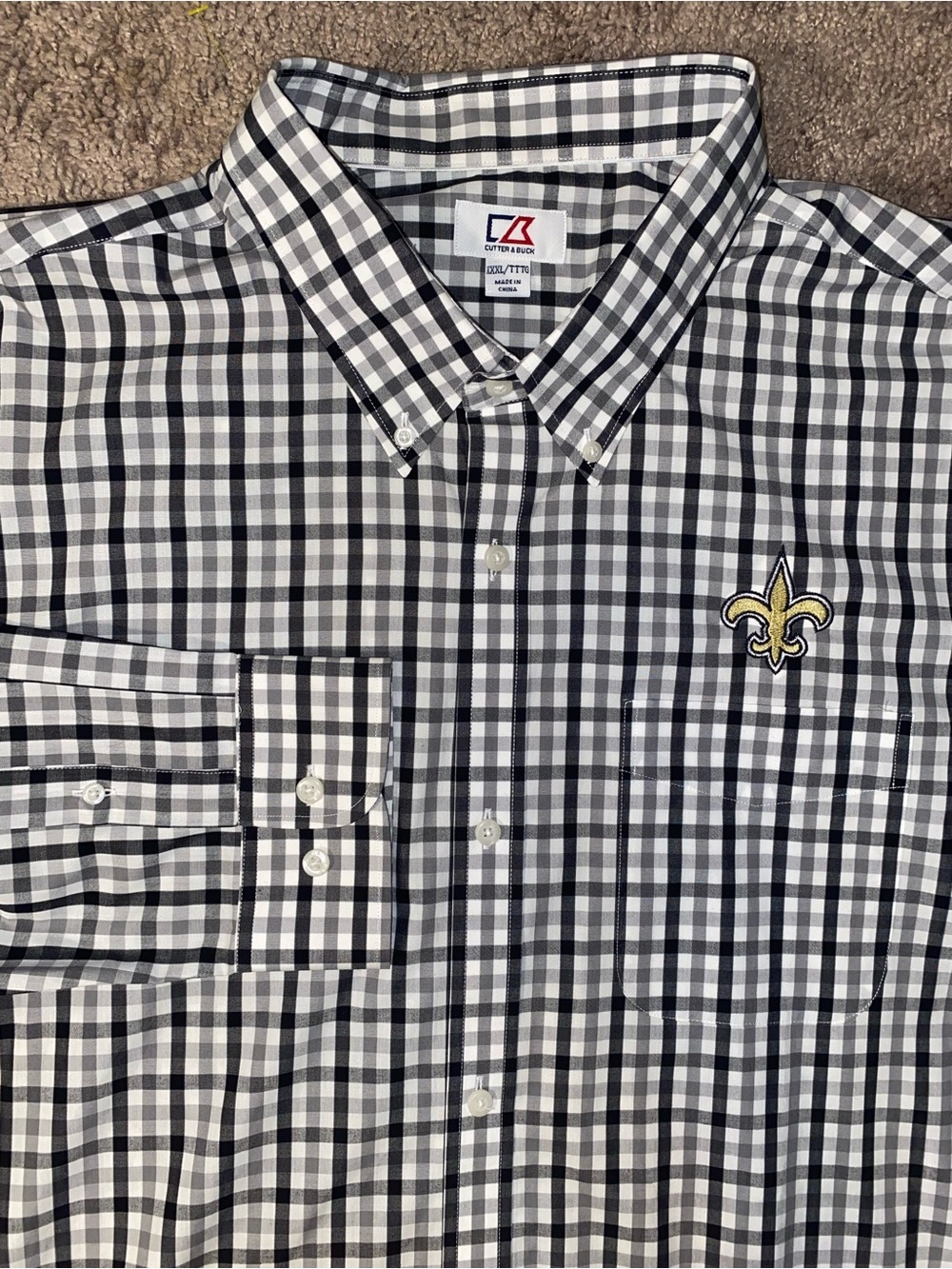 Cutter Buck Mens Size 3XL XXXL New Orleans Saints Button Down Dress Shirt Logo